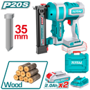 TOTAL TOOLS 20V 2.0Ah Brushless Cordless Brad Nailer, 35mm,  + 2 Batteries & Charger - TCBNLI20686