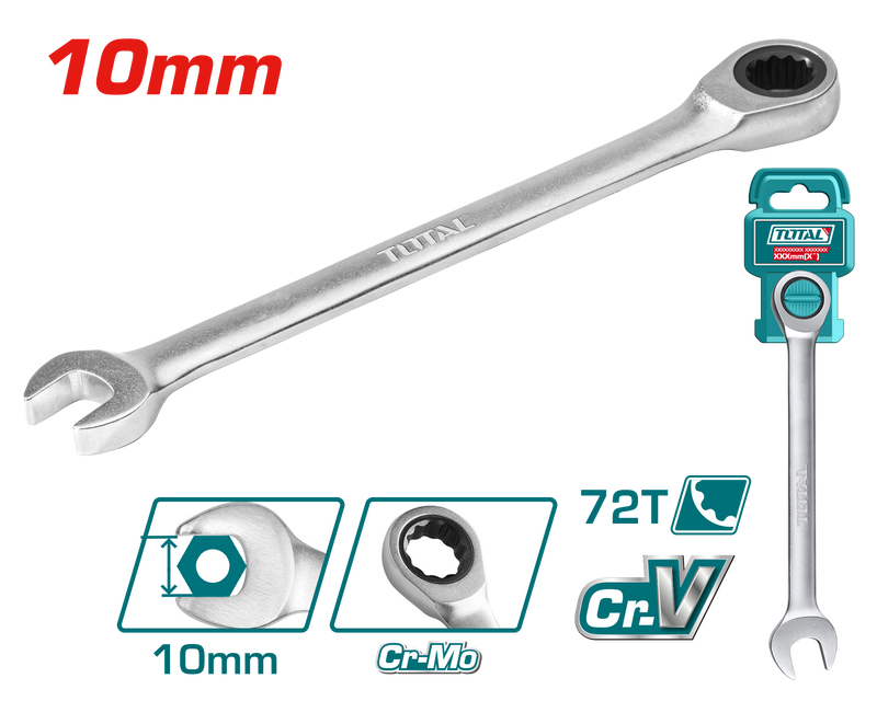 Total tools ratchet combination spanner 10 mm - TCSPAR101