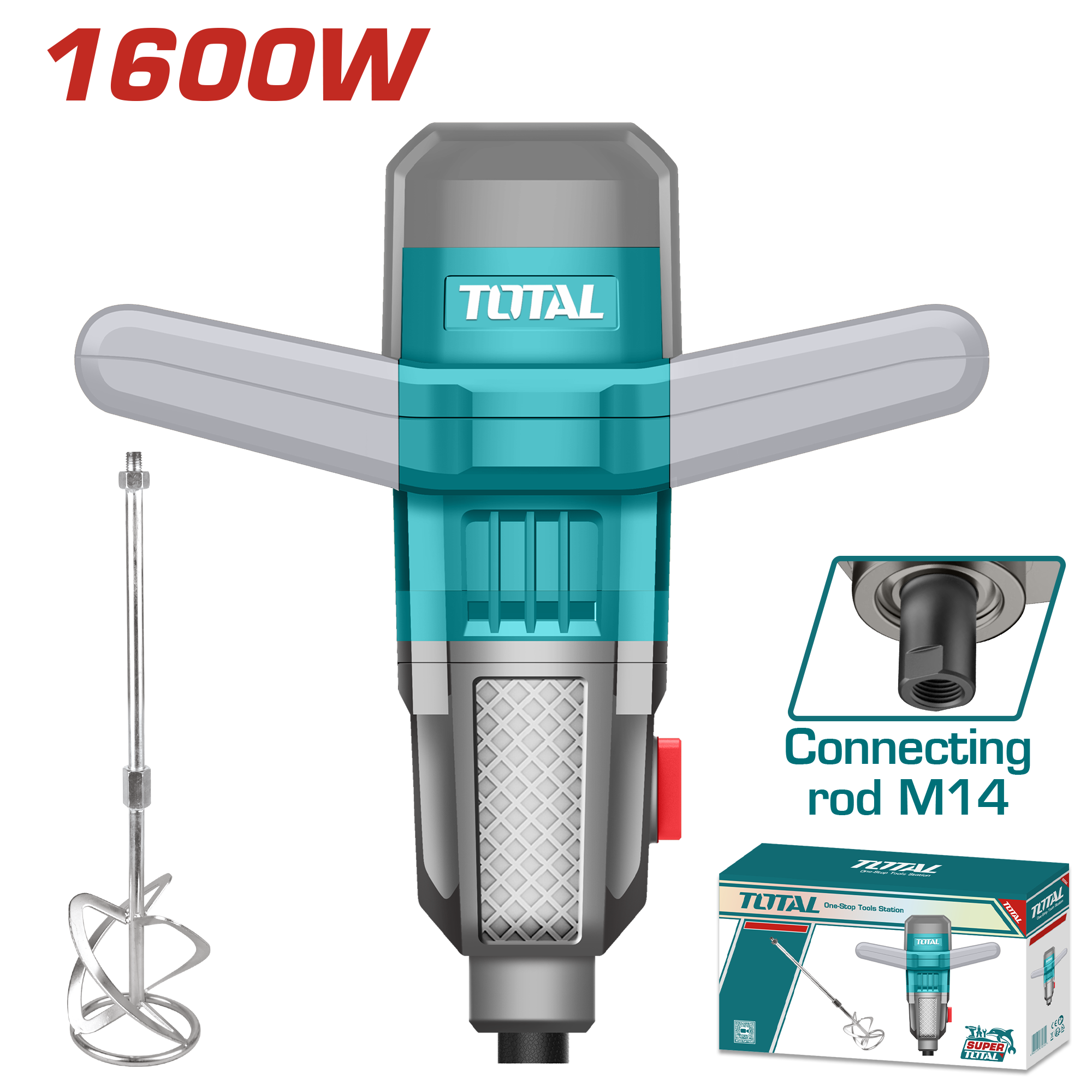 TOTAL Tools 1600W Variable Speed Paint Mixer with Mixing Paddle – TD71