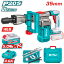 Total Tools Cordless demolition breaker 35mm – 16J – with 2 Batteries 20V 5Ah & Charger –  TDBLI203582