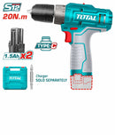 توتال تولز شنيور ومفك بطارية ليثيوم 12 فولت مع 2 بطاريه 1.5 امبير / عزم 20 نيوتن -TDLI12202