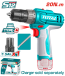 TDLI122061 - توتال تولز شنيور بطارية 20 نيوتن ظرف بلاستيك 10 مم  12 فولت + 1 بطاريه