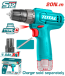 توتال تولز شنيور بطارية ظرف بلاستيك 10 مم  20 نيوتن  12 فولت 1.5 امبير+ 1 بطاريه - TDLI12456 