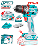 توتال تولز شنيور براشليس بطارية 55 نيوتن 13 مم 20  فولت 2 امبير+ بطارية و شاحن + 47 قطعة اكسسوار - TDLI205582 