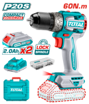 توتال تولز شنيور ومفك بطارية كومباكت  ليثيوم 20 فولت مع 2 بطاريه 2 امبير و شاحن و47  قطعه اكسسوارات / - TDLI20602
