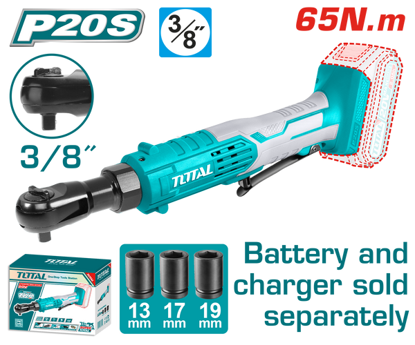 Total tools 20V Cordless Driver Ratchet 3/8"  - 65 N.m Without Battery And Charger-TDRLI2060151