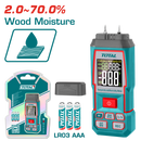 TETWM031 - توتال تولز جهاز قياس رطوبة  الخشب مع  3 حجر بطارية  