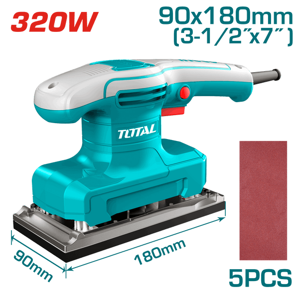 Total Tools 320W Finishing Sander 90×180mm + 5 Pcs Sandpapers – TF1301836