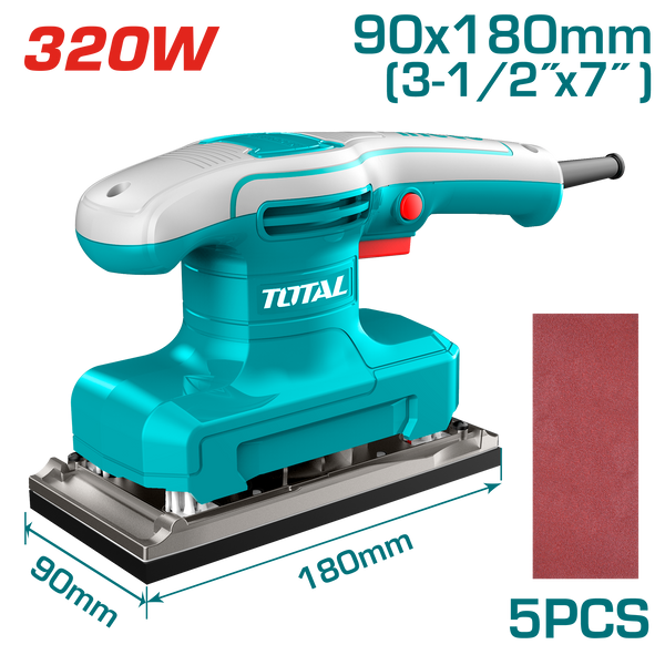 Total Tools 320W Finishing Sander 90×180mm + 5 Pcs Sandpapers – TF1301836