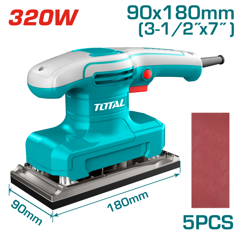 Total Tools 320W Finishing Sander 90×180mm + 5 Pcs Sandpapers – TF1301836