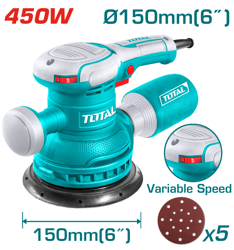 توتال تولز صنفرة دائريه 6 بوصه 450 وات  سرعات - TF2061506  
