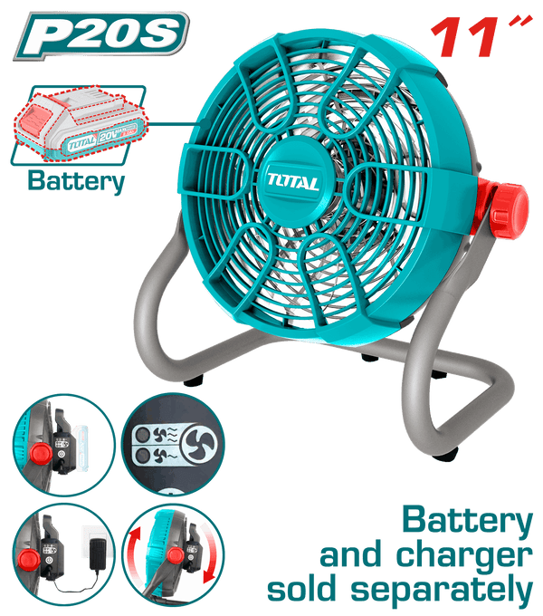 Total Tools 20V Cordless Fan 11" – without Battery and Charger – TFALI2002