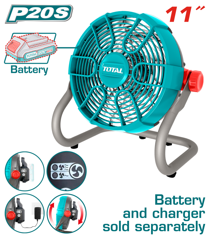 Total Tools 20V Cordless Fan 11" – without Battery and Charger – TFALI2002