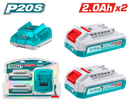 Total Tools 20V 2Ah Lithium-Ion battery 2pcs Set with Charger P20S – TFBCPK2212