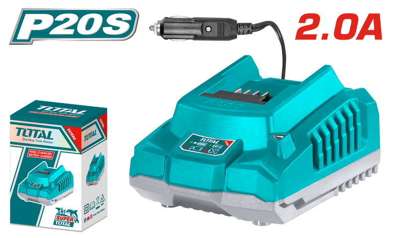 توتال تولز شاحن بطارية P20S  ولاعة  20 فولت  2 امبير - TFCLI2012 