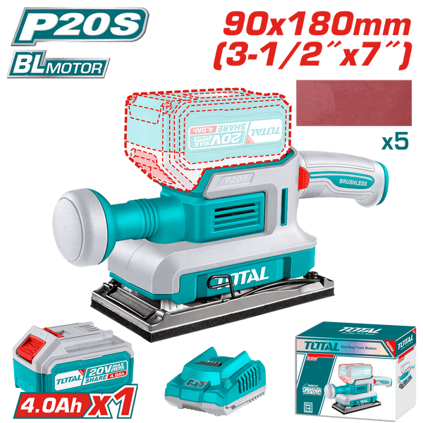 Total Tools 20V Cordless Sheet Sander 4.0Ah + Battery and Charger – TFSLI20311