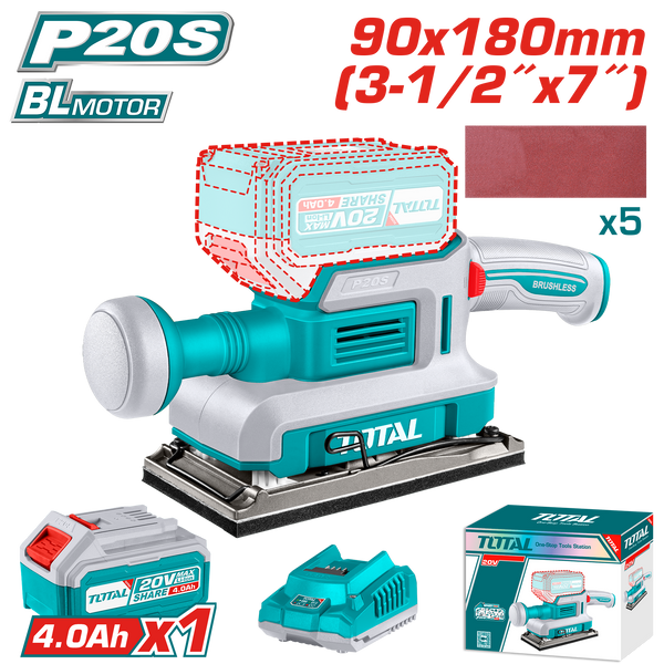Total Tools 20V Cordless Sheet Sander 4.0Ah + Battery and Charger – TFSLI20311