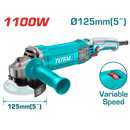 TOTAL TOOLS Angle grinder 1100 watt -125 mm - 5" inch with variable speed /TG110125565