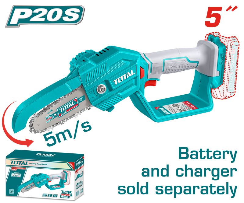 Total Tools 20V Cordless Chainsaw 5" 2.0Ah – without Battery and Charger – TGSLI2058