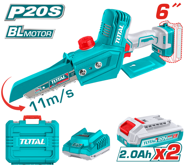 Total Tools 20V Cordless Chainsaw 6" 2.0Ah + 2 Batteries and Charger – TGSLI20686