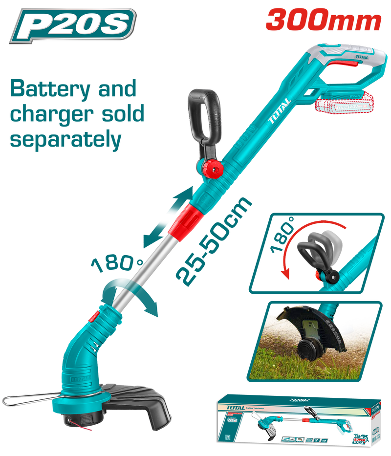 Total tools Lithium-ion grass trimmer 20 v - 30 cm  with out Battery and charger - TGTLI20018
