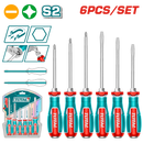 Total Tools go-through screwdriver set  6 Pcs (Slotted & Phillips)   –  TGTST0606
