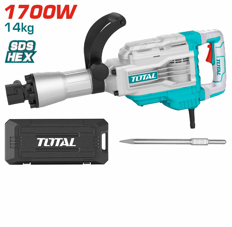 Total tools Demolition breaker HEX chuck 1700 W 14kgs + chisel - TH217458