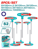 توتال تولز  طقم  الانكية مسدس بيد بلاستيك شكل حرف تى من 2 : 10 مم   8 قطع   THHW80816 