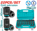 TOTAL TOOLS 22 Pcs 1/2" Dr. Impact Socket Set, 10 – 24 mm - THKISD12221L