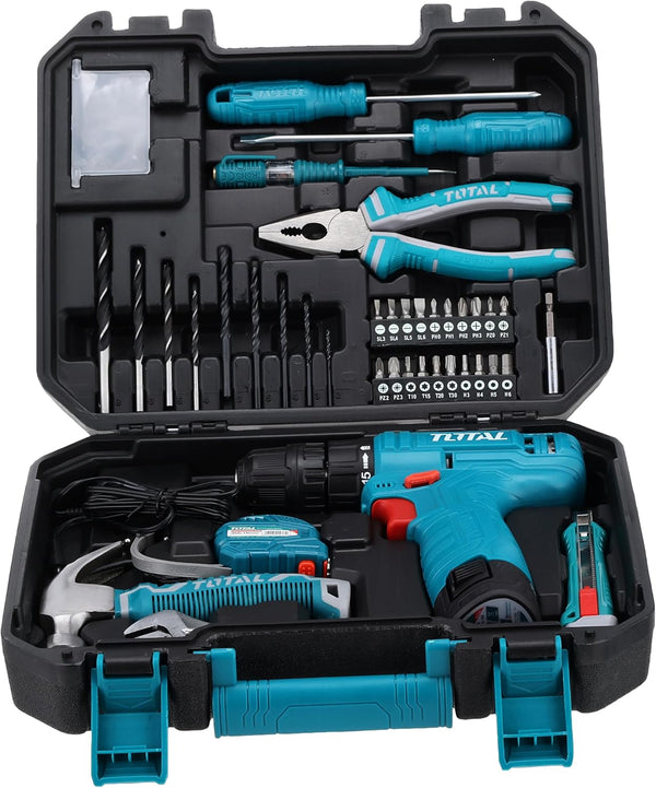 Total tools 81 Pcs tools set  with 12V Li-ion cordless drill  - THKTHP10812A