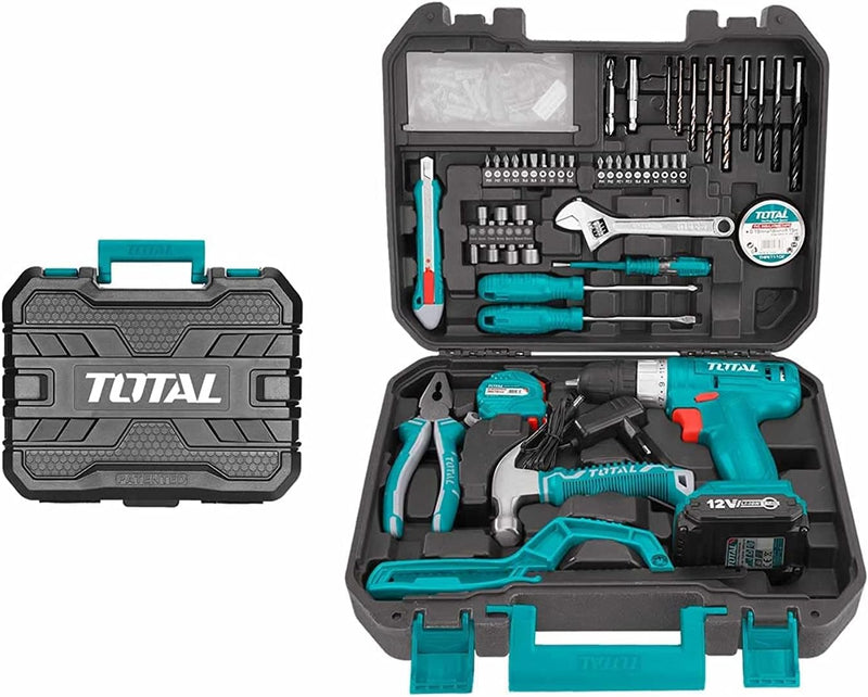 Total tools 128 Pcs tools set with   12V  Li-ion cordless drill - THKTHP11282A