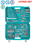 توتال تولز شنطة  عدة متكاملة  (بنس + مفاتيح + لقم ) 137 قطعة  - THKTHP21376