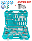توتال تولز شنطه عده كاملة لقم و مفاتيح ( 1/4 - 3/8 - 1/2 بوصه  ) 216 ق - THKTHP22166 