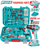 توتال تولز شنطه عده + شنيور دقاق 66 نيوتن بالبطارية و الشاحن  166 قطعة  - THKTHP41667
