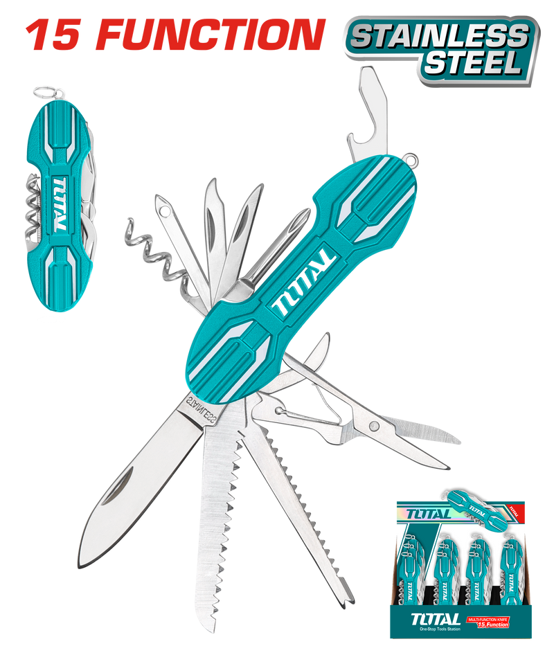 توتال تولز سكينة متعددة الوظائف 15* 1 بمقبض ألومنيوم طول 9.5 سم  - THMFK0156 