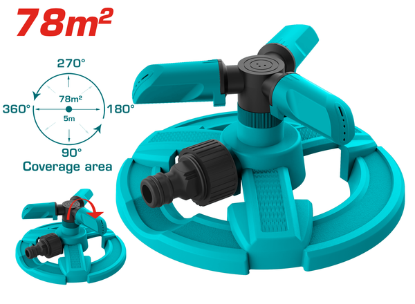 Total tools Plastic 3 arm rotatory sprinkler - THPS23602