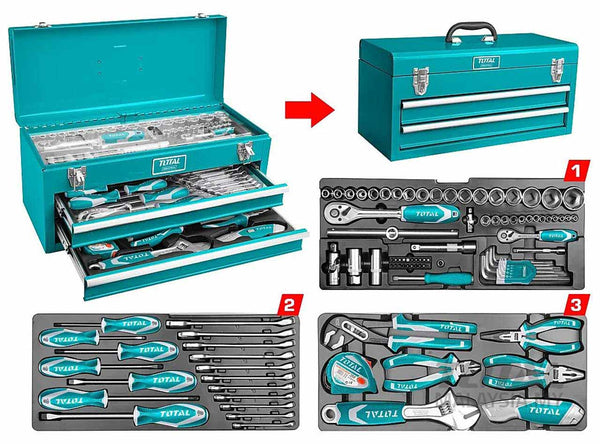 Total tools 97 Pcs tools cabinat set 3 drawers -THPTCS70971