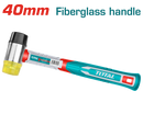 Total tools Rubber and plastic hammer 40 mm fiberglass handle - THRUH6940