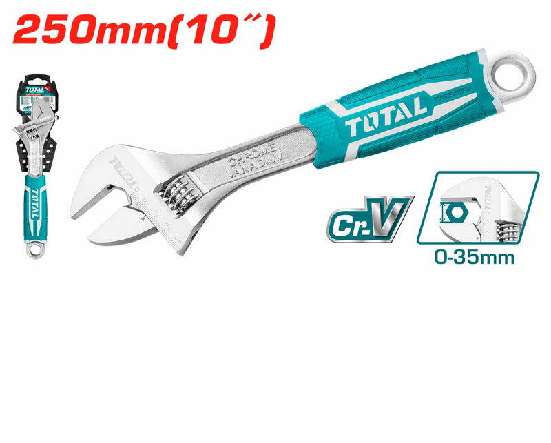 Total tools Adjustable wrench 10" with  rubber handle - THT101106