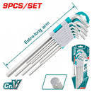 توتال تولز طقم الانكية سداسي طويل  9 قطع من مقاس 1.5 الى 10 ملى - THT106192