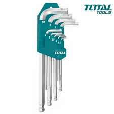 Total tools Ball point hex extra long allen key 9 pcs 1.5 : 10 mm - THT106292