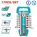توتال تولز طقم لقم 1/2 بوصة باليد  سيستيم  17 قطعة  من  10 :  24 مم THT121171        