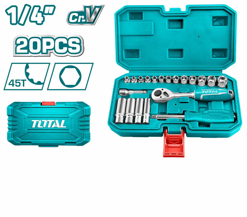 TOTAL TOOLS 20 Pcs 1/4" socket set-THT141201