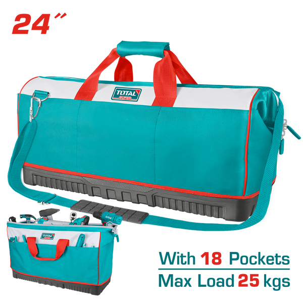 Total tools Tool bag 24 inch Durable plastic base with 18 pockets - THT16242