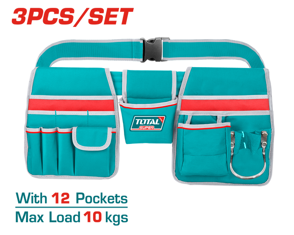 Total tools Tool Belt bag 3 pcs ( 12  pockets) - THT16P20325