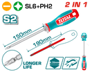 Total Tools Reversible Screwdriver SL6 × PH2 – THT250266