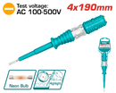 توتال تولز مفك تيست عادى 190x4 ملى / 100-500 فولت  - THT291908
