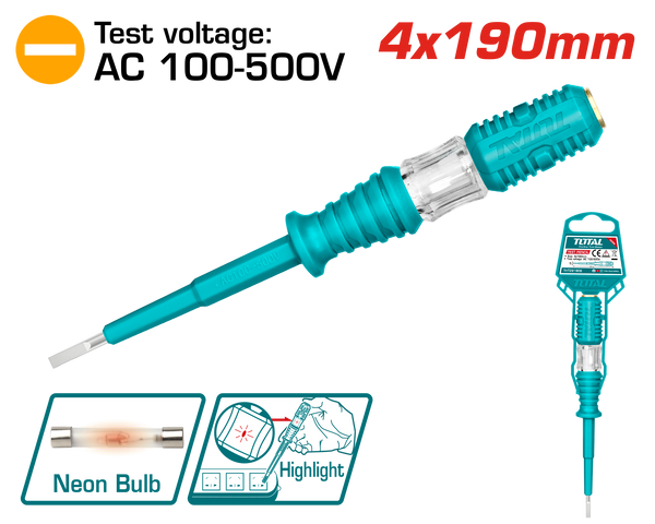 TOTAL TOOLS Test pencil 4 x 190mm / AC 100 - 500V - THT291908