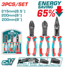 Total tools 3 Pcs compound action pliers 8"  set - Energy saving 65% - THT2CK231S