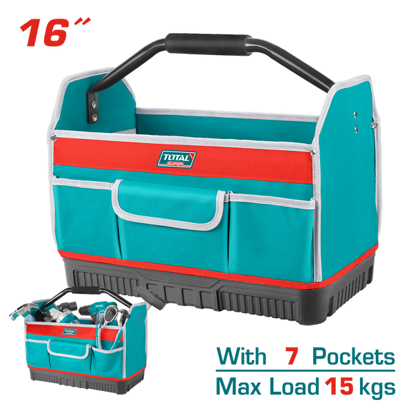 Total tools Industrial Tool bag 16" with  plastic base and  steel handle - THT36L03